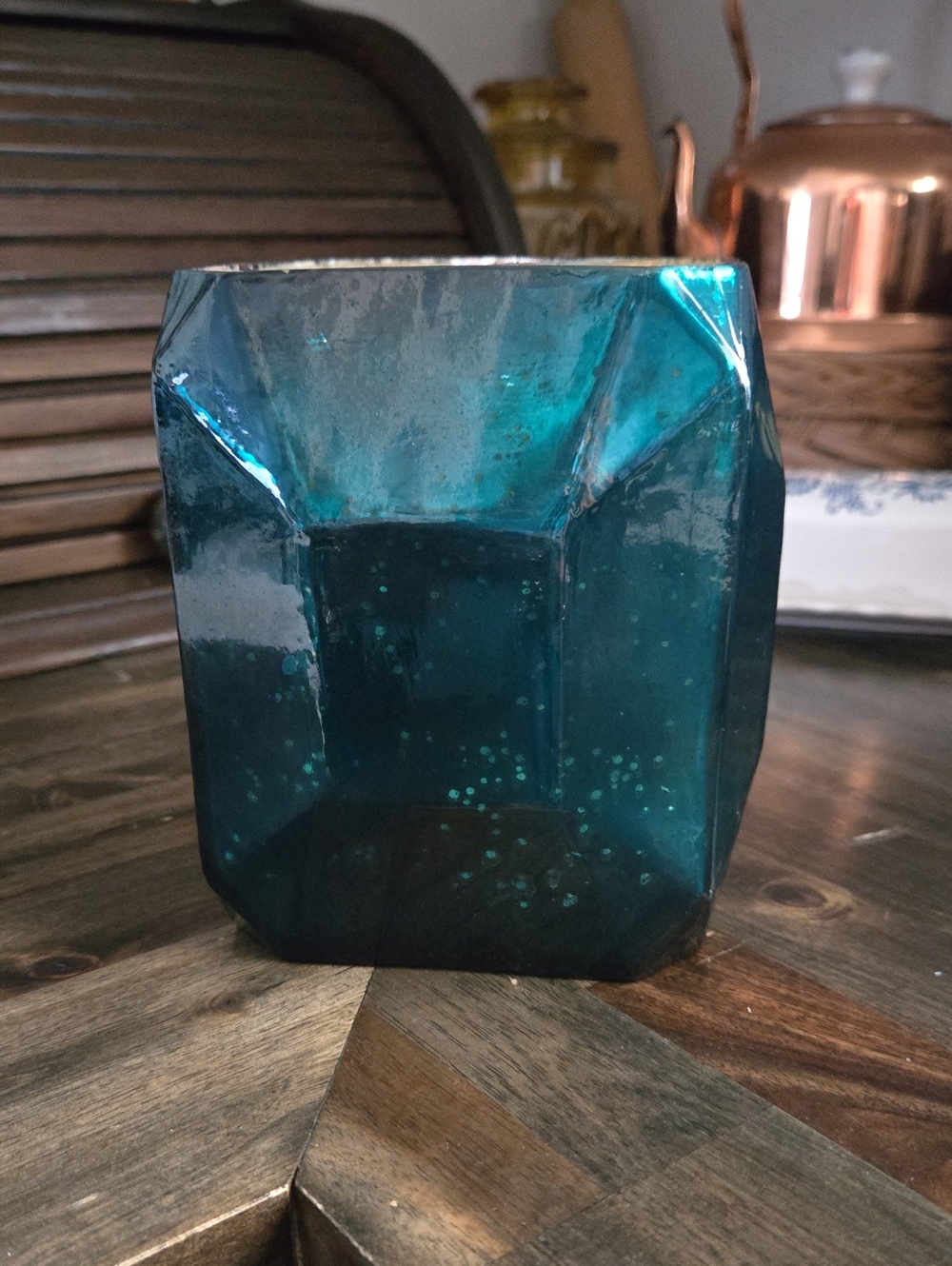 Anthropologie Jewel Glass Hurricane Candle Holder -DISCONTINUED